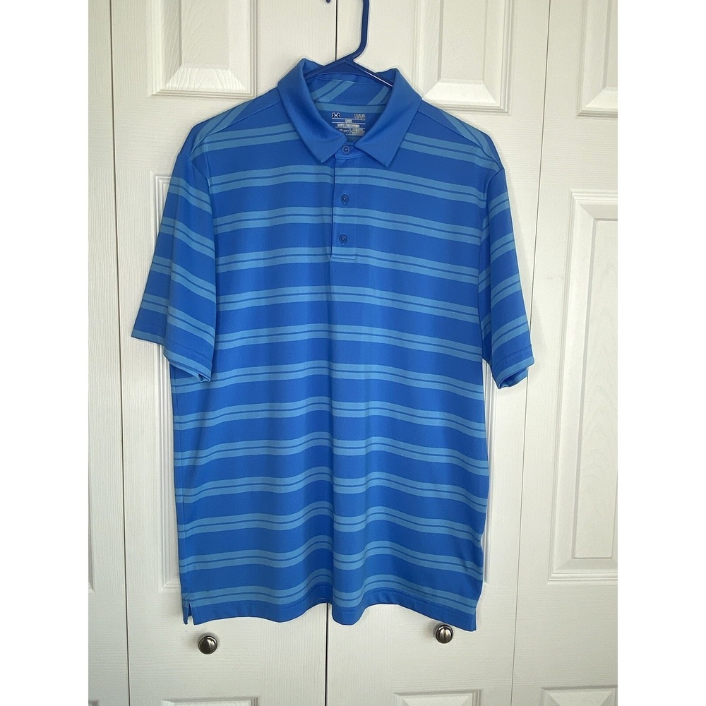 Under Armour Polo Heatgear Stripes Golf Outdoor Casual Athletic Loose  Sz L